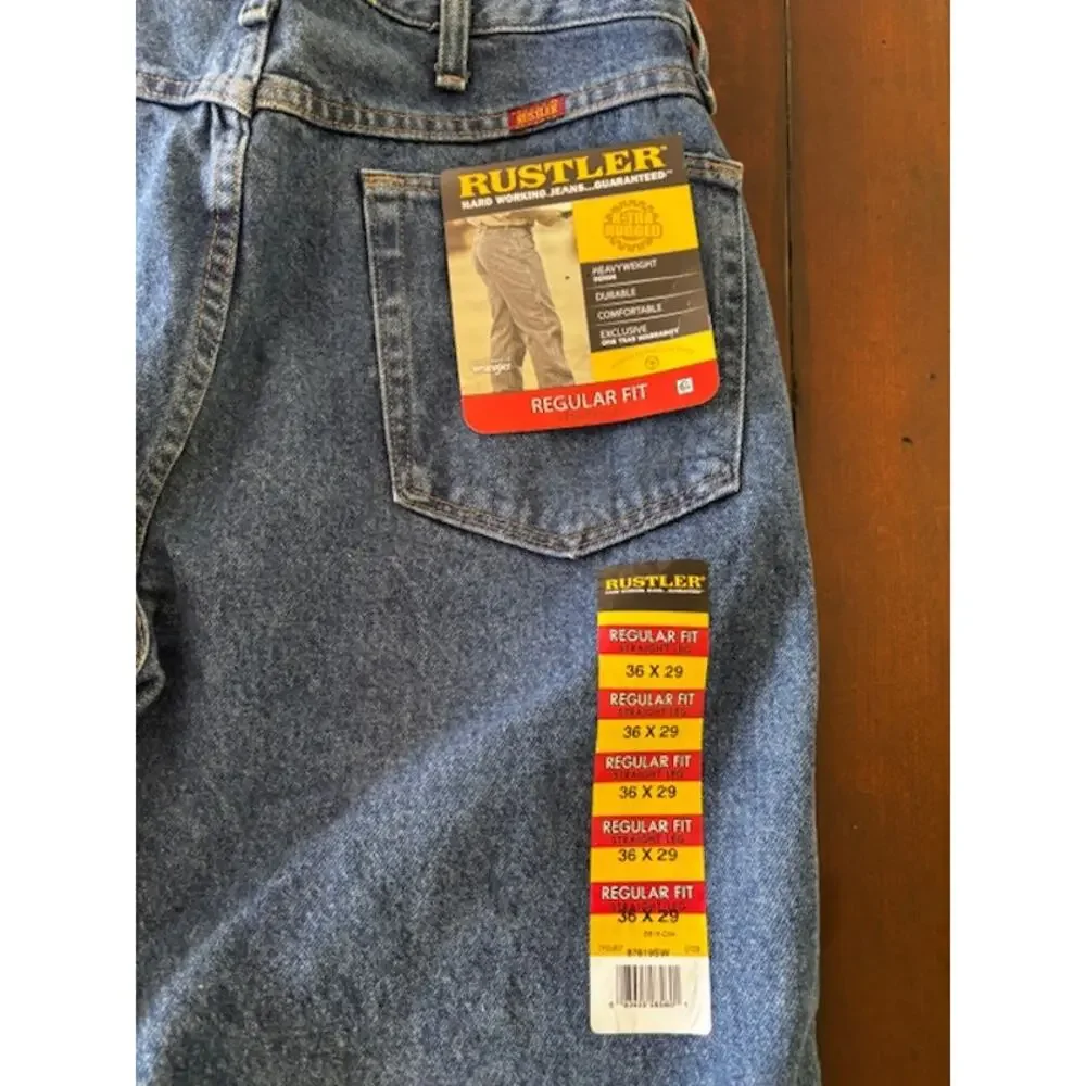 Rustler Jeans Men 36x29 Regular Fit NWT Heavyweight Denim Straight Leg Workwear